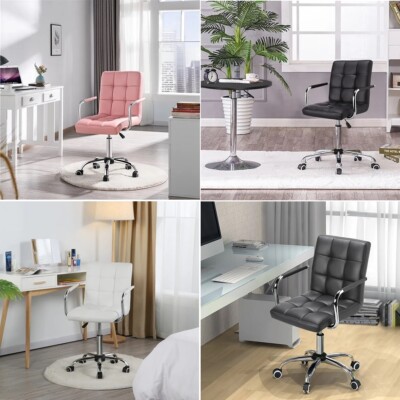 Home Office Stuhl PU Leder Computer Schreibtischstuhl verstellbarer Drehstuhl + Arme