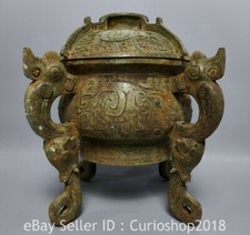 12" Old Chinese Shangzhou Dynasty Bronze Ware Tortoise Turtle Bowl Bowls