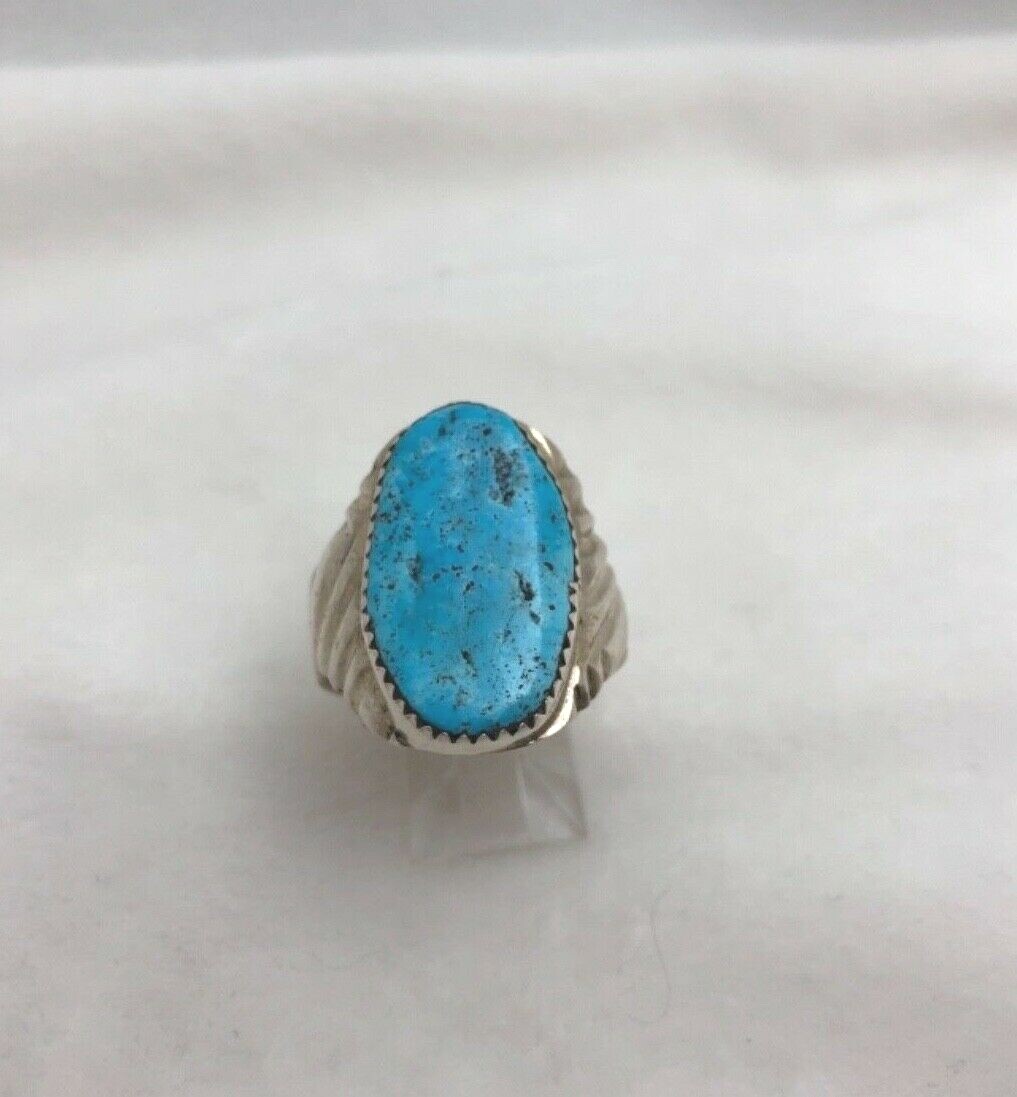 Navajo Sterling Silver .925 Kingman Turquiose 14mm x 25mm Oval Ring ...