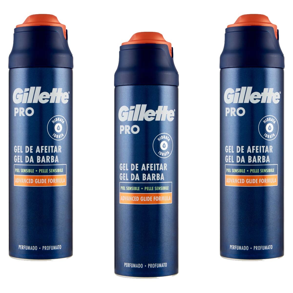 3 pezzi GILLETTE PRO GEL DA BARBA idratante per pelli sensibili profumato 200ml