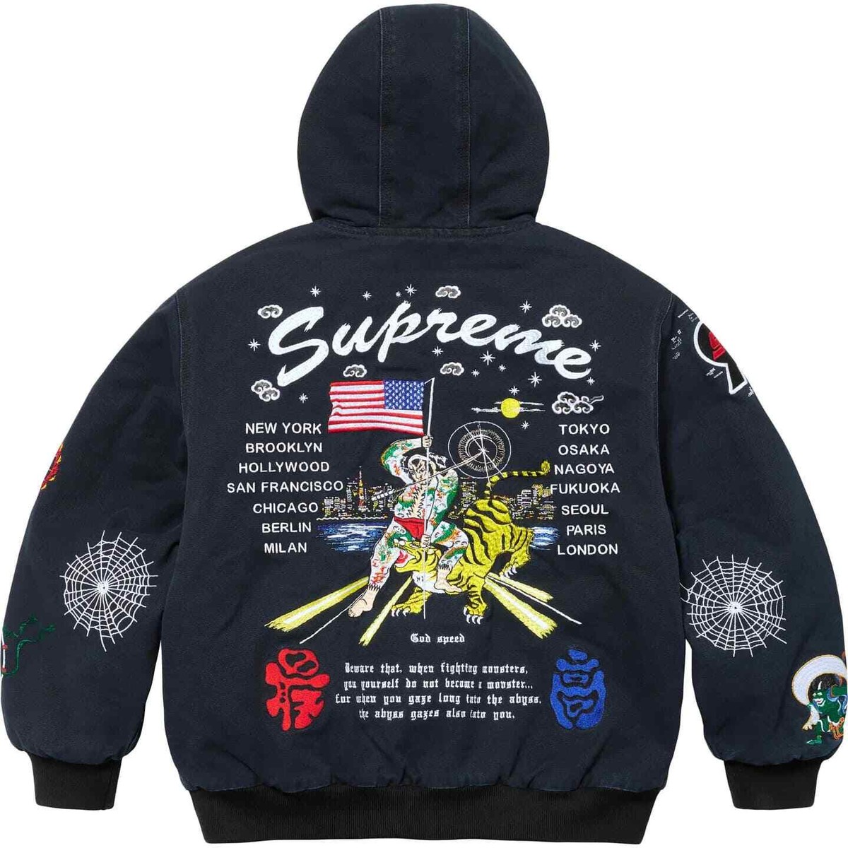 Supreme AOI Hooded Work Jacket Black Teal 2colors Size S-XXL Supreme AOI Hooded Work Jacket Black Teal 2colors Size S-XXL