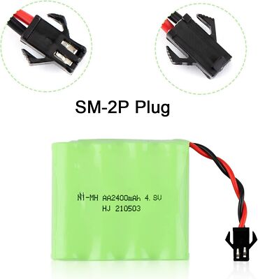 Pacco Da 2 Batterie 2400mAh 4.8V Ni-MH Con Spina SM-2P E Caricatore USB Per Auto RC