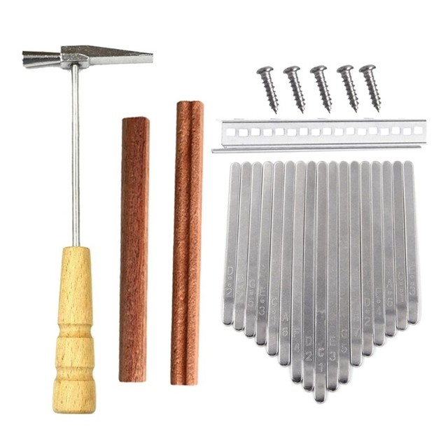 DIY 17 Keys Kalimba Repairing Parts with Tuning Hammer Bridges Screws for Girls DIY 17 Keys Kalimba Repairing Parts with Tuning Hammer Bridges Screws for Girls