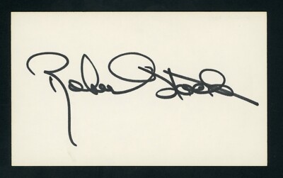 Robert Stack DEC. Actor: Untouchables, Unsolved Mysteries Signed 3x5 Card E25950