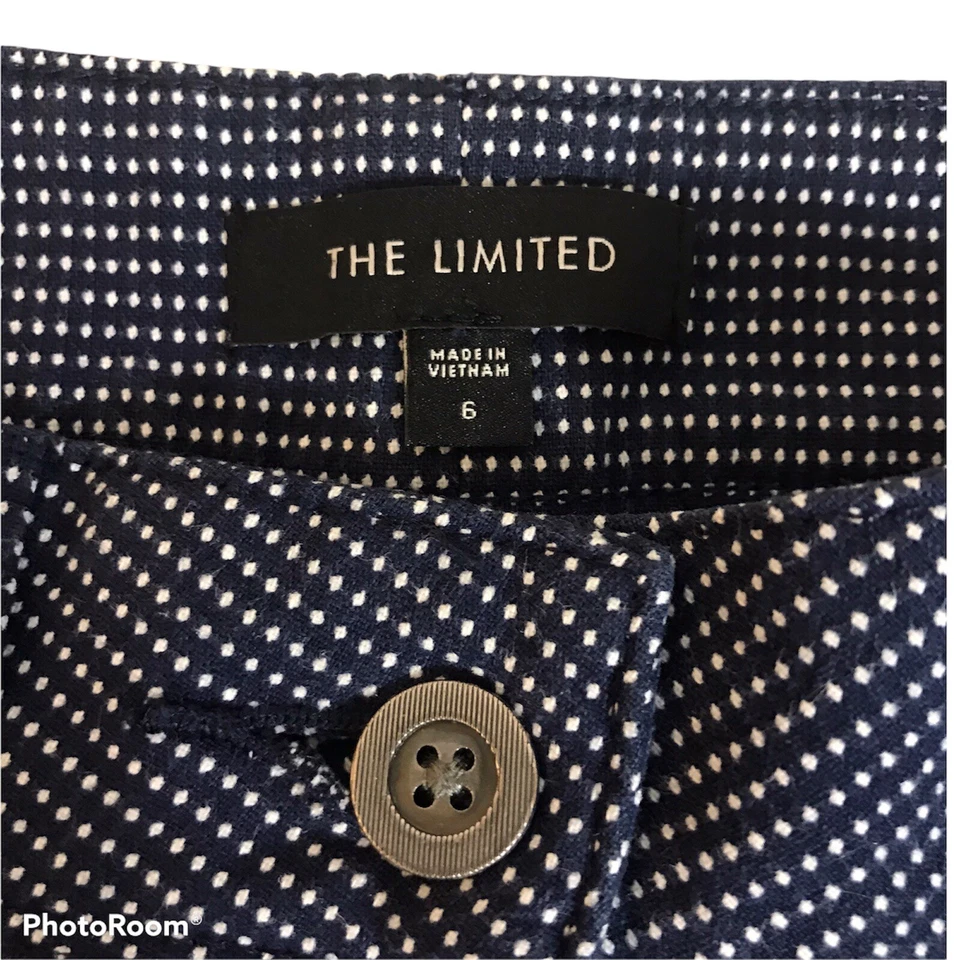 Pantalones Cortos The Limited Para Mujer Talla 6 Negros Frente Plano Punteado Pin Dot Mezcla de Algodón Foto 2 de 4