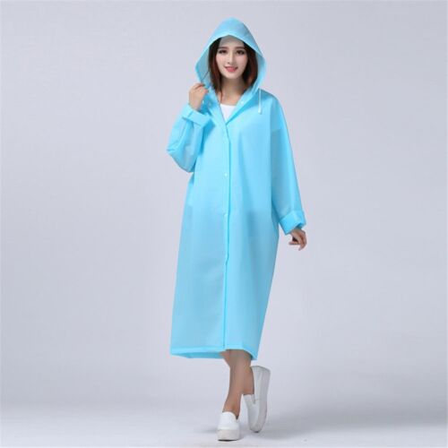Women Mens Outdoor WaterProof Raincoat Long Sleeve Hooded Cardigan Jacket Coat - Picture 6 of 19