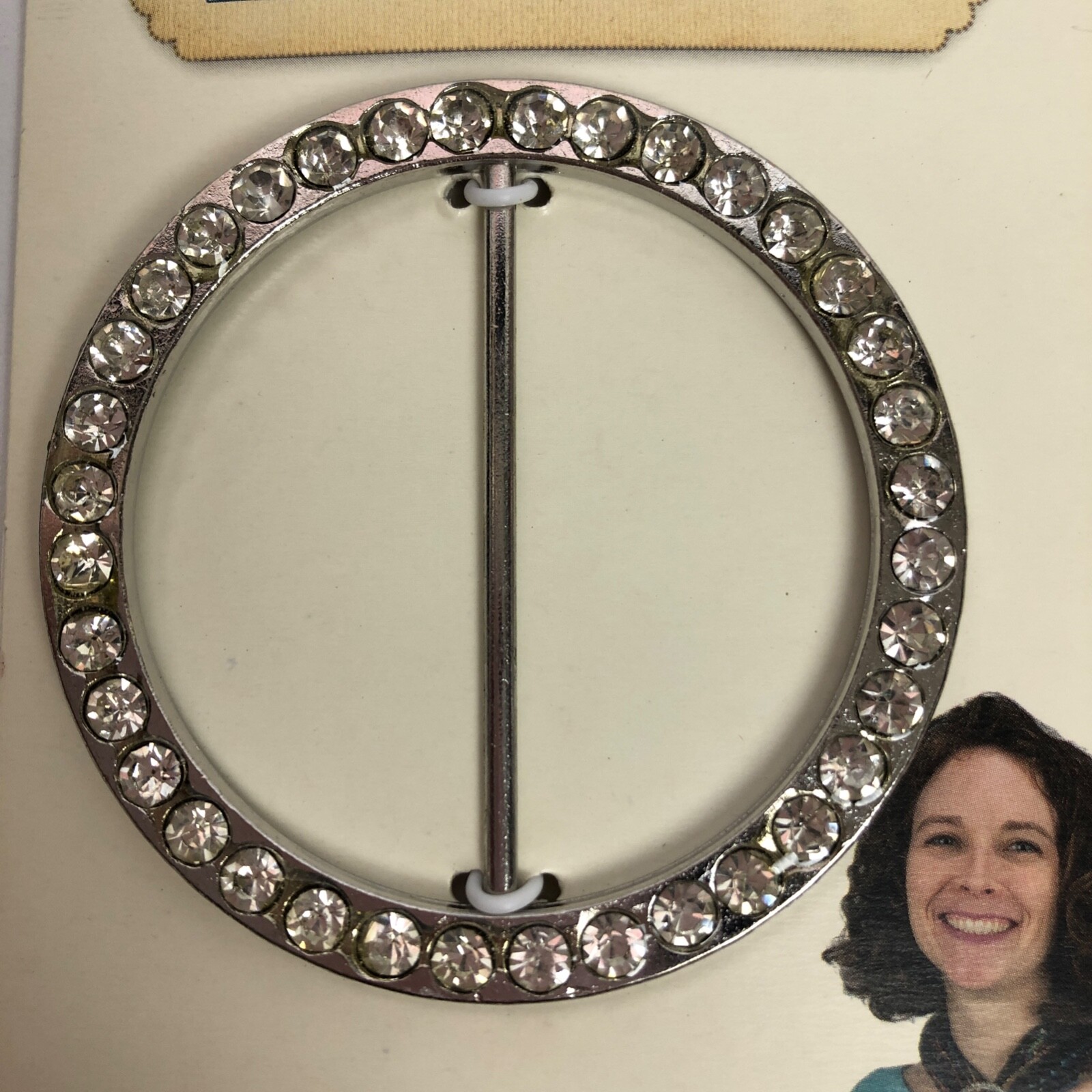 LALIBERI Clear Rhinestones & Nickel Free Silver Metal Scarf Ring NEW