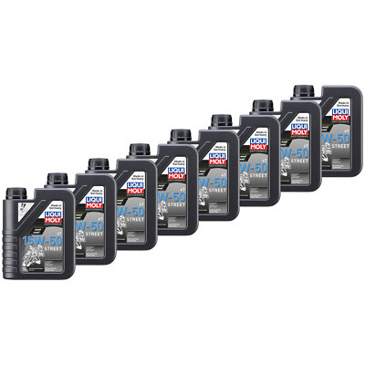 LIQUI MOLY Motoröl High Performance Street Motorenöl Motorbike 15W-50 8x 1 Liter