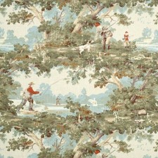 Avondale Vintage Tan Botanical Fisherman Toile Covington Fabric
