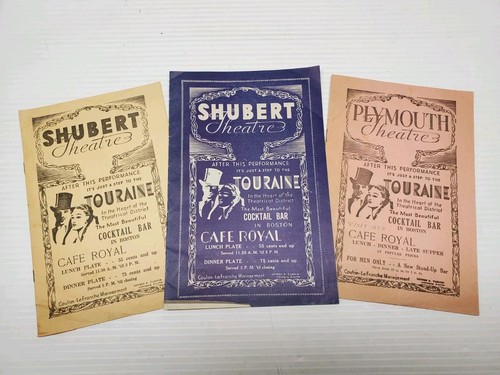 Boston MA Theater District Vintage Programs Plymouth-Shubert Theaters Lot of 3