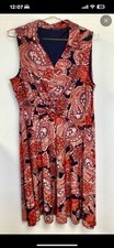 Women's Tommy Hilfiger Dress, Size Large , Red and Navy Paisley