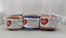 Factory Sealed Lot of 3 Red Heart Roll with It Sparkle Yarn Cactus Flower NIP
