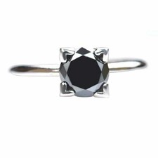 Solitaire Simulated 1.40CT Deep Black Onyx Women's Single Stone Ring 935 Silver