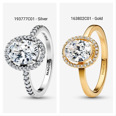 *New Authentic* Pandora Oval Sparkling Halo Ring-193777C01, 163802C01