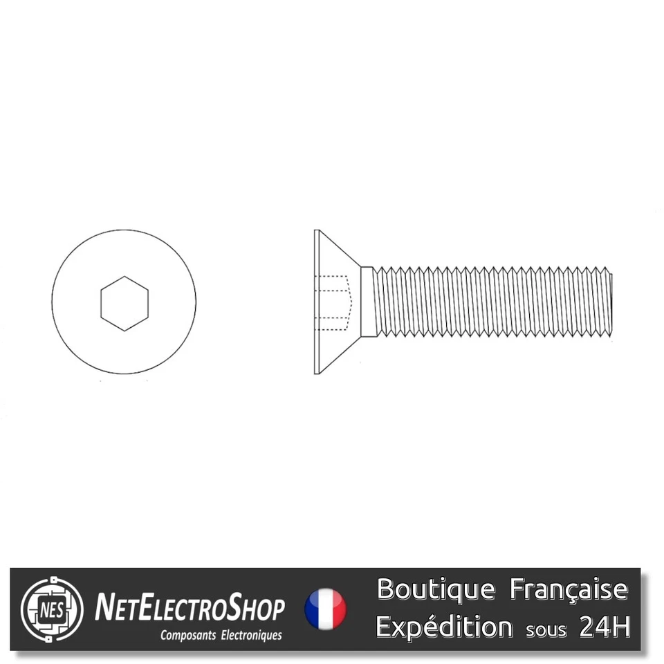 Vis à Métaux Tête Fraisée, 6 Pans Creux, FHC, Inox A2, DIN 7991, M3-M8 x 10-60mm - Photo 2/4