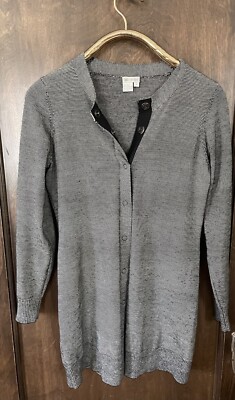 Worth New York Cardigan  Tunic Women Medium Gray 100% Wool Thin Sweater M