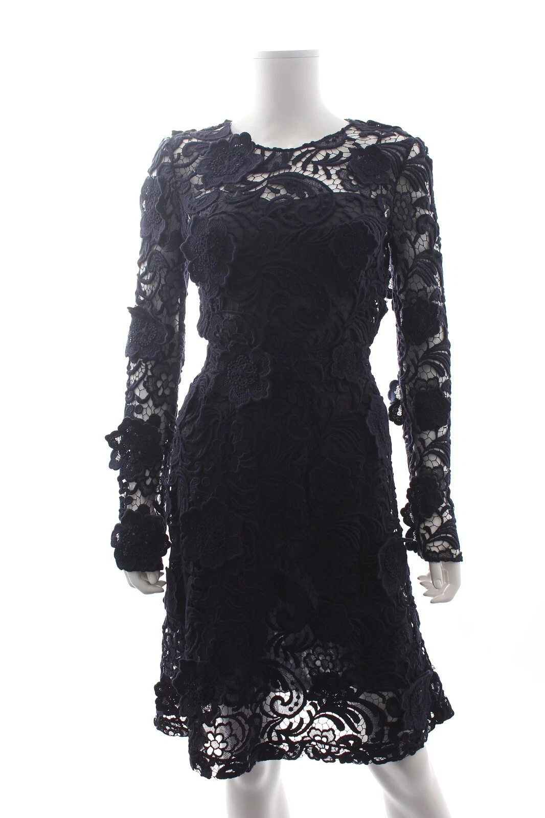 Prada Abito Fiore all'uncinetto in pizzo Navy