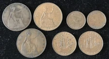 Pre Decimal Copper Coins Penny Half Penny Farthing LOT Of 7