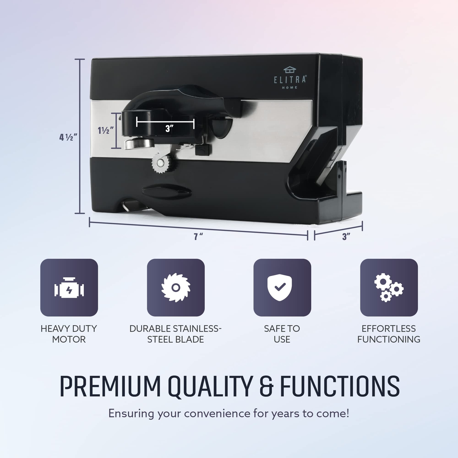 3 in 1 Under the Cabinet Electric Can Opener Blade Sharpener Bottle Opener Un...