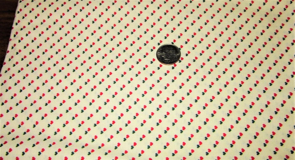 Tela vintage Springs Industries pequeños corazones rojos y verdes de Navidad 2 yardas x 44" Foto 2 de 4