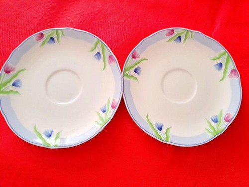 Pottery GIVENCHY Saucer Dessert Plate Set Floral Pattern 2pcs Used