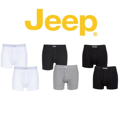 Herren Kofferraum Boxershorts, weiche Baumwolle, schlicht, passend Knopf vorne, 2er-Pack - Jeep