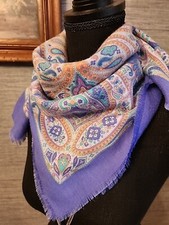 Vintage Specialty House Inc Paisley Square Scarf Made in Italy Purple Boho