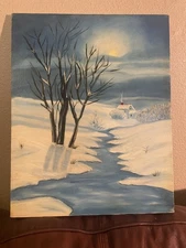 Little house in the winter 16” x 20” original 