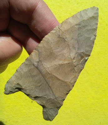 3-7/8'' LOST LAKE SNAPPED BASE FORM OHIO ARROWHEAD Authentic Projectile Point G9+