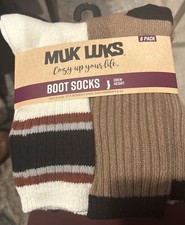 Muk Luks 6-Pack of Crew Height Cozy Women's Boot Socks -shoe size 6 -11 Neutrals