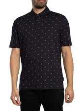 Image of Armani Exchange Men's Logo Pattern Polo Shirt, Blue