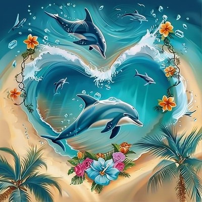 Dolphin Diamond Art Kits for Adults, 5D Animal Ocean Diamond Painting Kit for Be