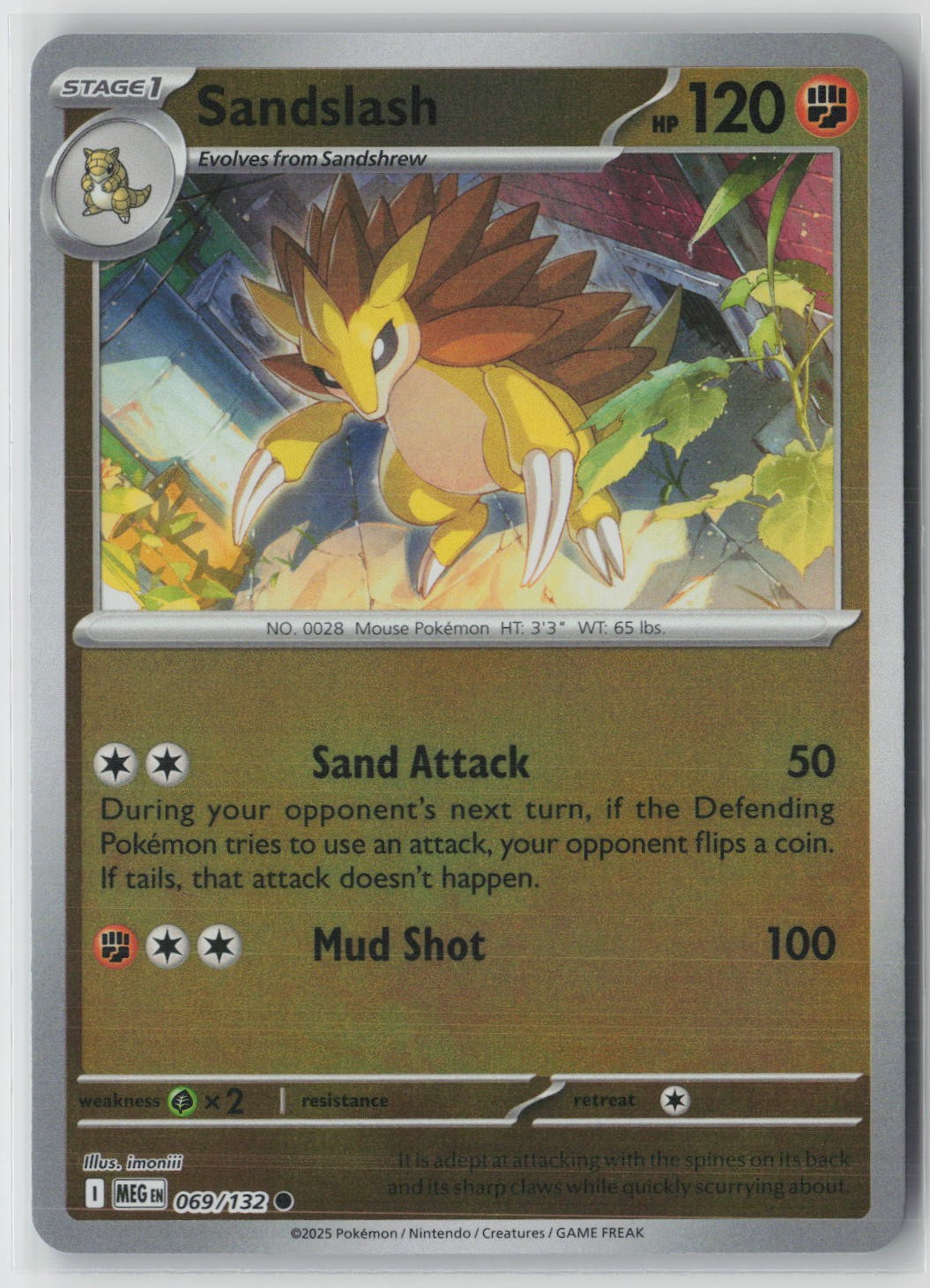 Sandslash Reverse Holo Common ME01: Mega Evolution 069/132 NM