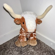 Build-A-Bear Longhorn Plush Stuffed Animal 12" Brown  White Adorable