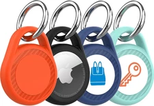 4 Pack for Waterproof Airtag Holder with Icon Stickers, Protective Case with Key