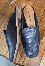Lucky Brand Lisinda Women's Black Leather Mule Flats Slip-Ons Size 7.5 M