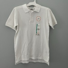 WONDER NATION L 10-12 Boy's White School Uniform Short Sleeve Polo Top collar