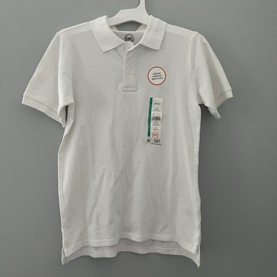 WONDER NATION L (10-12) Boy's White School Uniform Short Sleeve Polo Top collar