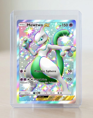 Shiny Mewtwo Full Alt Art Custom Card - Premium Glossy Holographic Water Res.