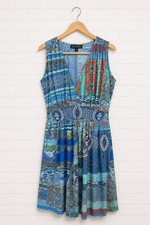 Rick Cardona Women’s Dress Size 18 Blue Mix Studded Sleeveless Pullover Stretchy