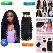 Human Braiding Hair 20 20 20 Inch Deep Wave 3 Bundles Natural Black Virgin Hair