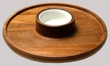 Dansk Teak Tray w/ Bowl Chip Dip Charcuterie Torn Bread & Oil Jes Quistgaard 12"