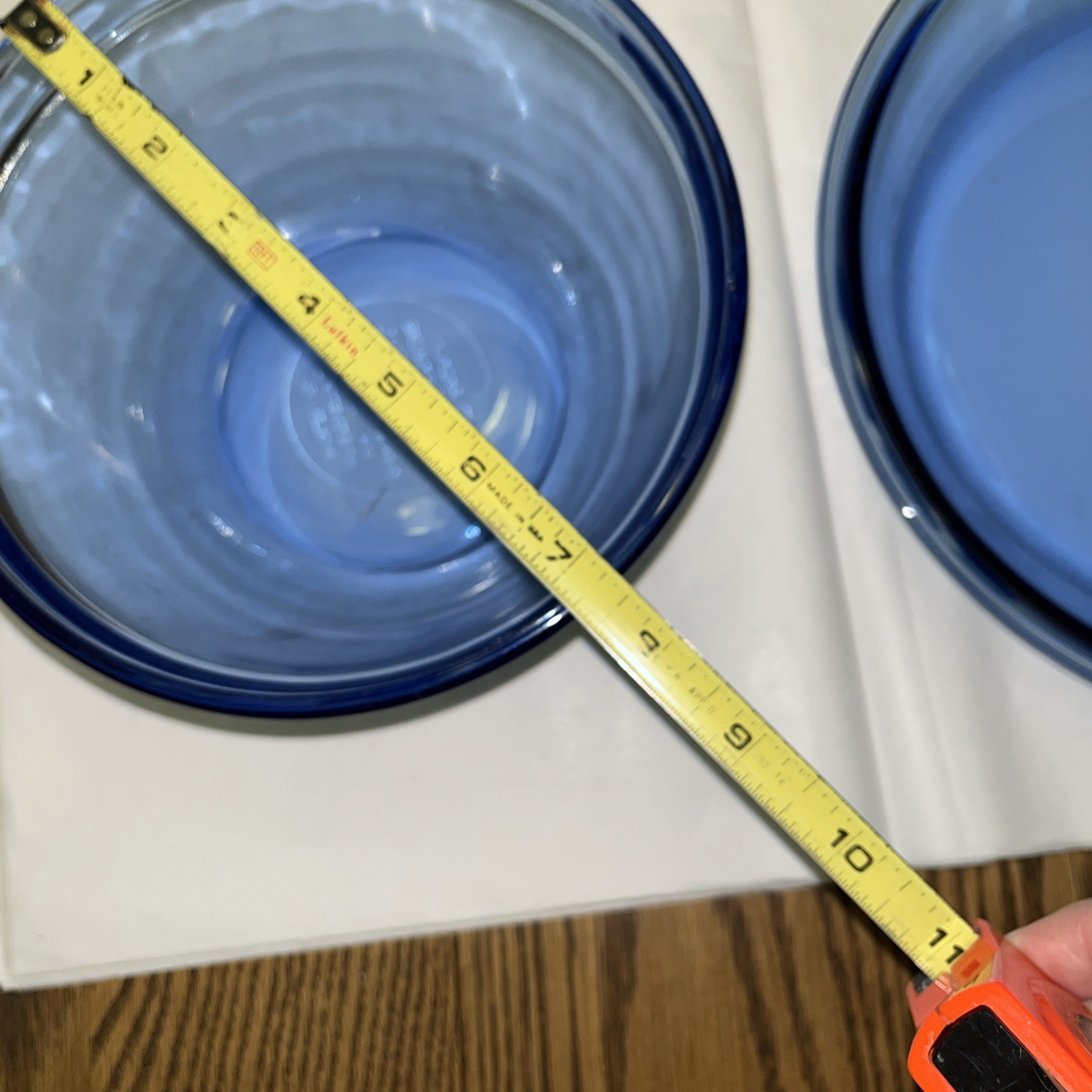 Anchor Hocking Vintage Blue Glass Bowl and Pie Plate Set