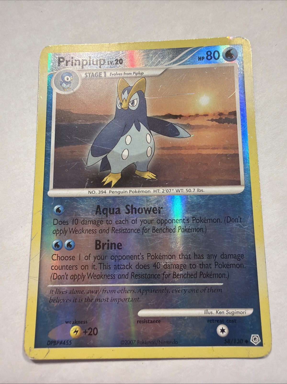 2007 Prinplup 58/130 Uncommon Diamond & Pearl Pokemon Reverse Holo 