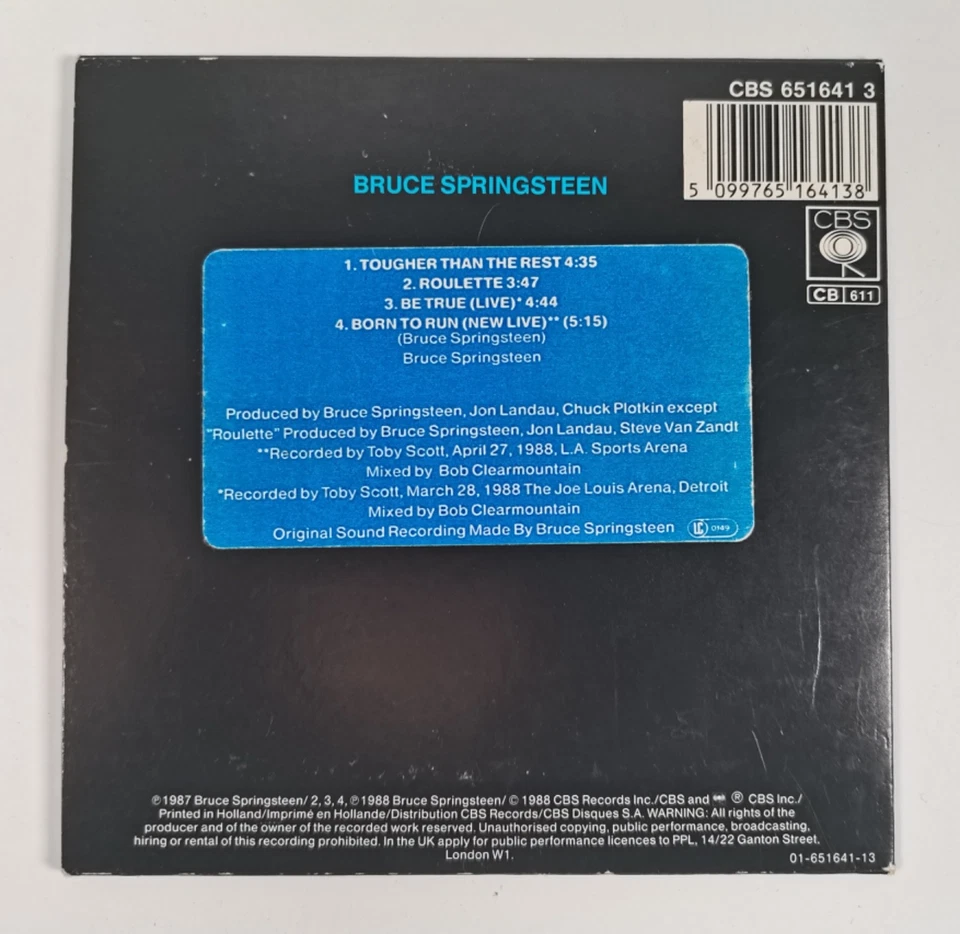 Bruce Springsteen Tougher Than The Rest 1988 4 trk 3" Mini CD Single + adapter - Bild 2 von 4
