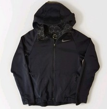 Nike Therma Sphere Hoodie Mens Small Black DRI-FIT Full Zip Gray Honeycomb Lined