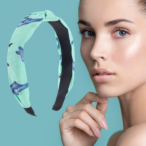 Diademas de moda con patrón de flamenco para mujer verdes 1 pieza - Imagen 3 de 7