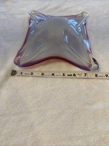 Vintage Ombré Pink Clear Dish Heavy Thick Glass 10.5 X 8 X 1.5 Asymmetrical - Picture 4 of 7