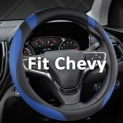 Customized Auto Car Steering Wheel Cover for 14.5-15 inc Color: [A-Black+Blue]