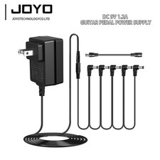 Guitar Pedal Power Supply Adapter 9V 1.2A Tip Negative 5 Way Daisy Chain Cables